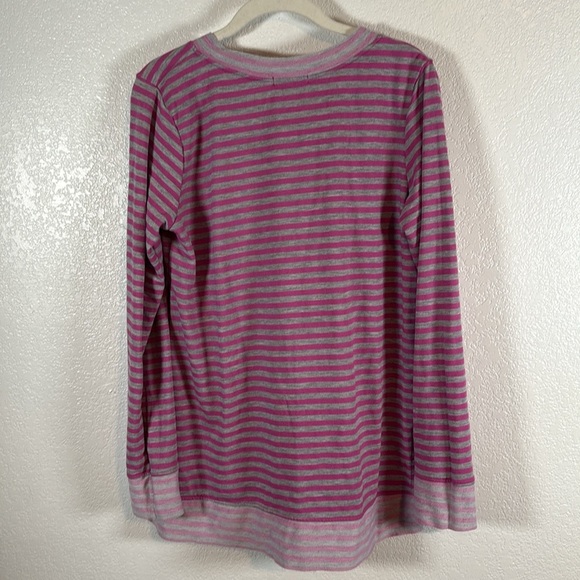 Fresh Produce Pink & Gray Stripe Oversized V Neck Sweatshirt Size Small NWT - Picture 4 of 6